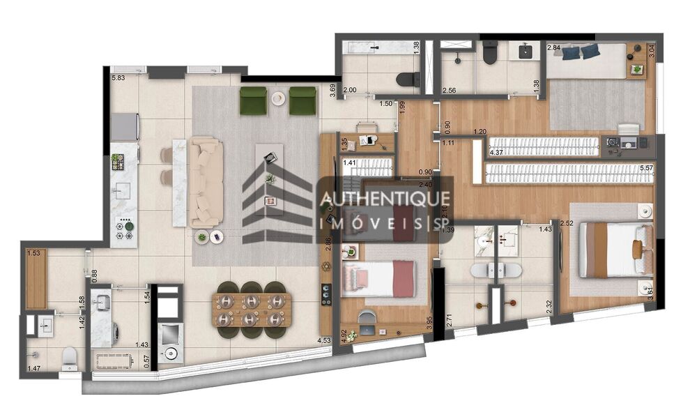Apartamento, 3 quartos, 121 m² - Foto 1