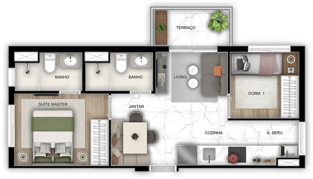 Apartamento, 2 quartos, 42 m² - Foto 2