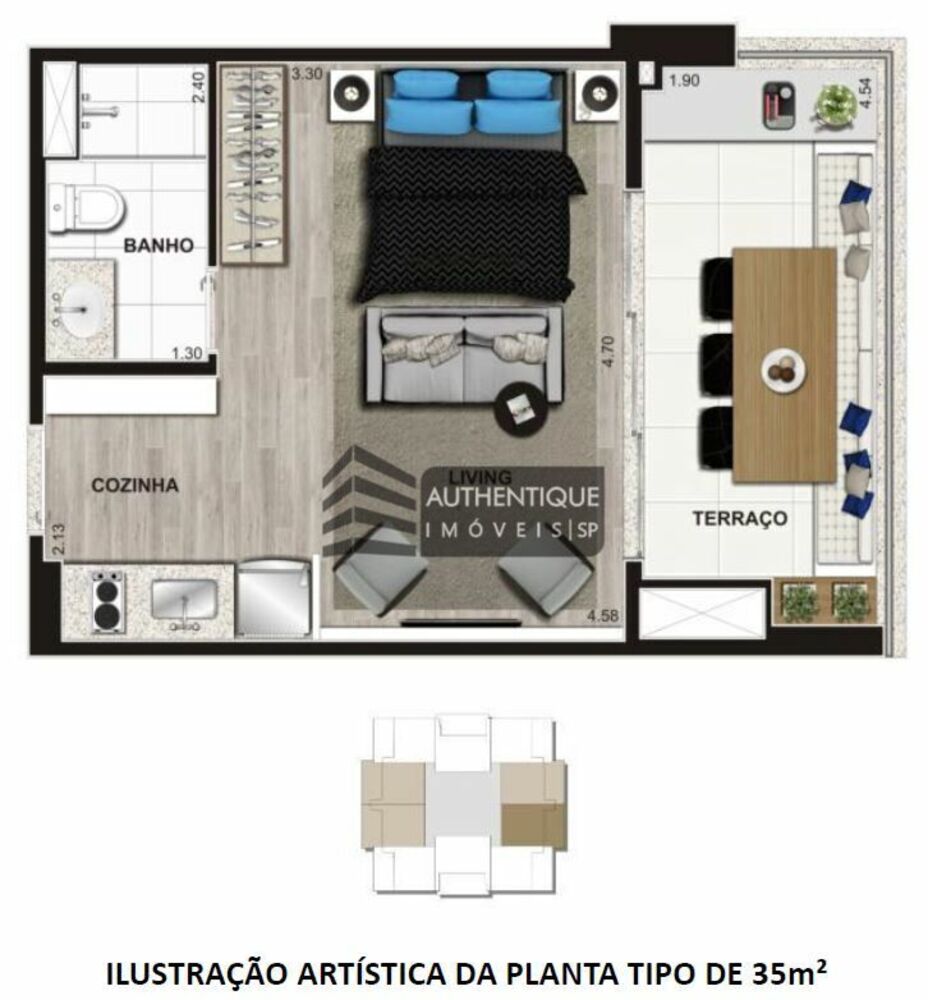 Apartamento, 1 quarto, 34 m² - Foto 3