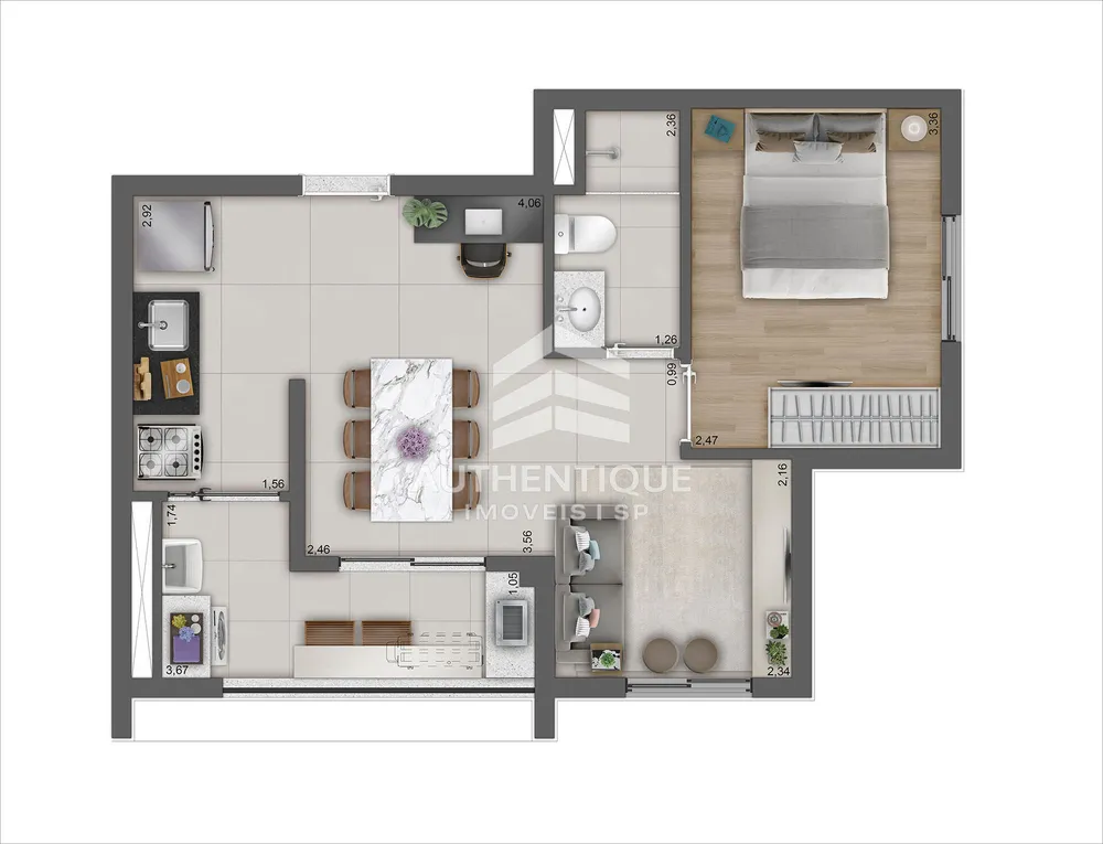 Apartamento, 2 quartos, 49 m² - Foto 1