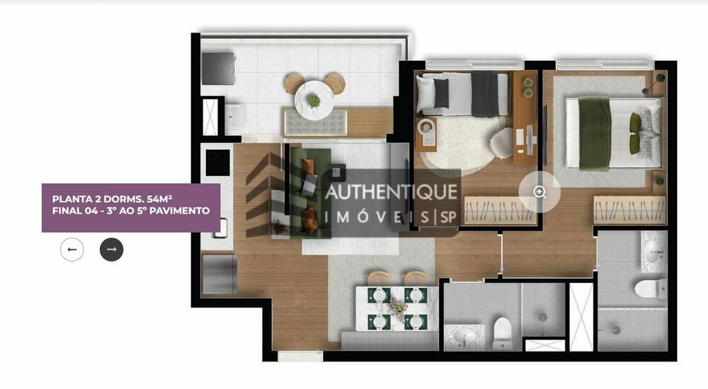 Apartamento, 2 quartos, 54 m² - Foto 1