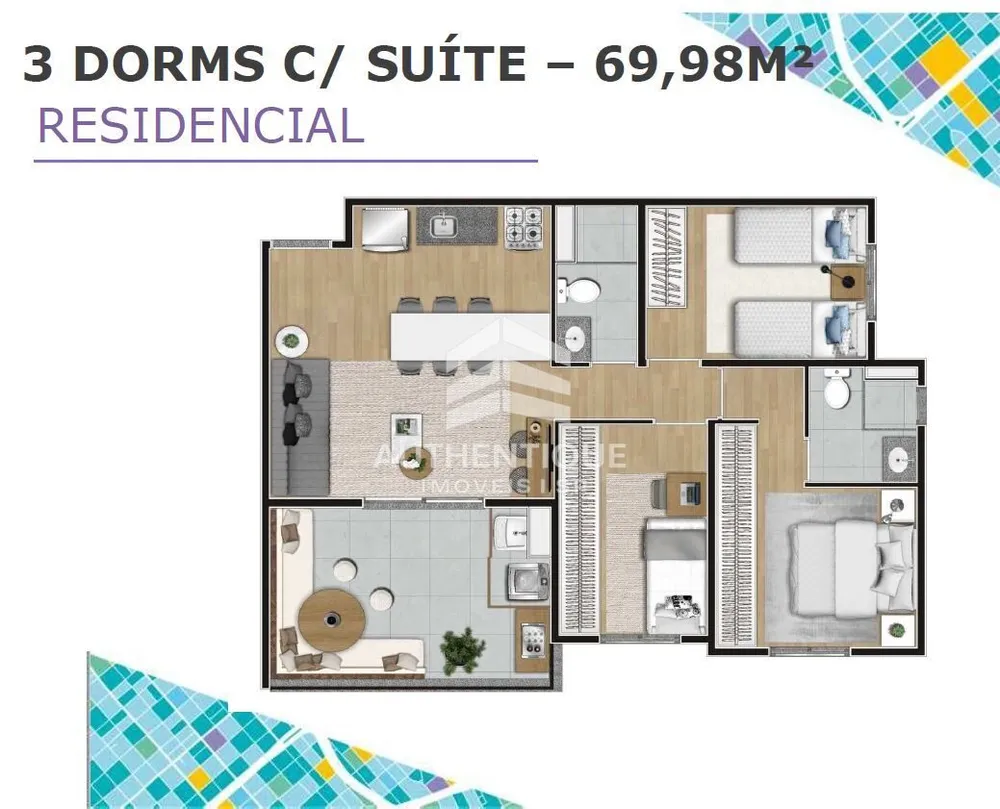 Apartamento, 3 quartos, 69 m² - Foto 1