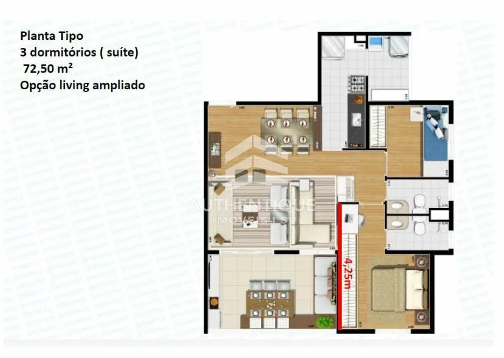 Apartamento, 3 quartos, 72 m² - Foto 2