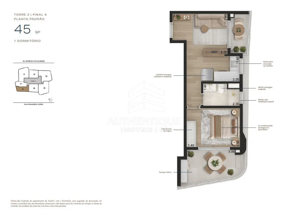 Apartamento, 1 quarto, 45 m² - Foto 3