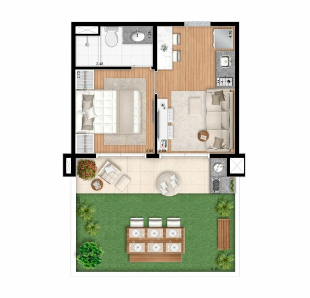 Apartamento, 1 quarto, 33 m² - Foto 1