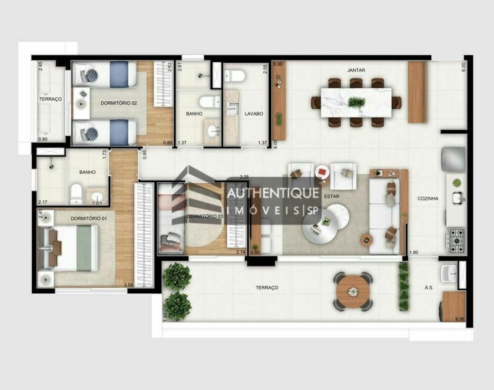 Apartamento, 2 quartos, 74 m² - Foto 2