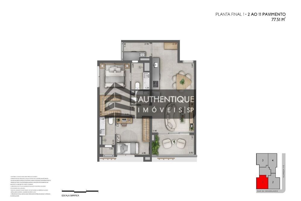 Apartamento, 1 quarto, 57 m² - Foto 1