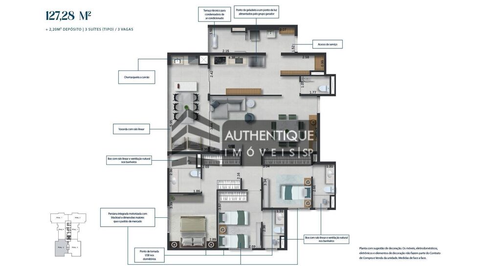 Apartamento, 3 quartos, 129 m² - Foto 3