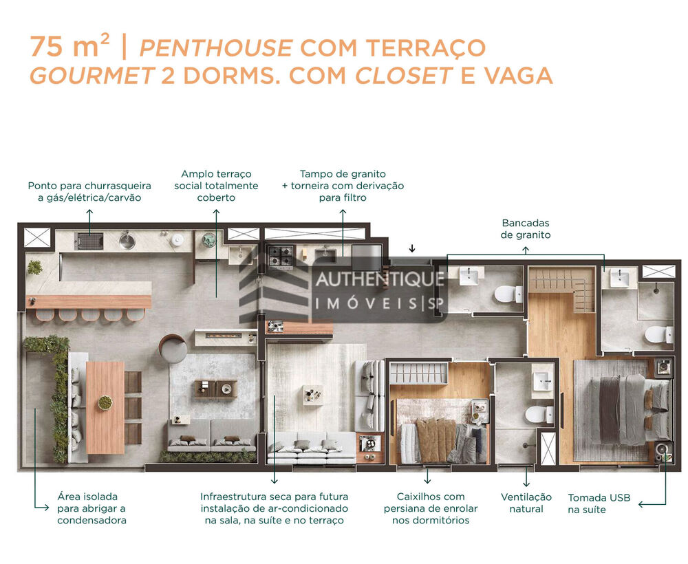 Apartamento, 2 quartos, 66 m² - Foto 2