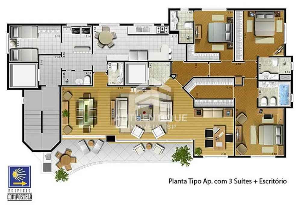Apartamento, 3 quartos, 189 m² - Foto 1