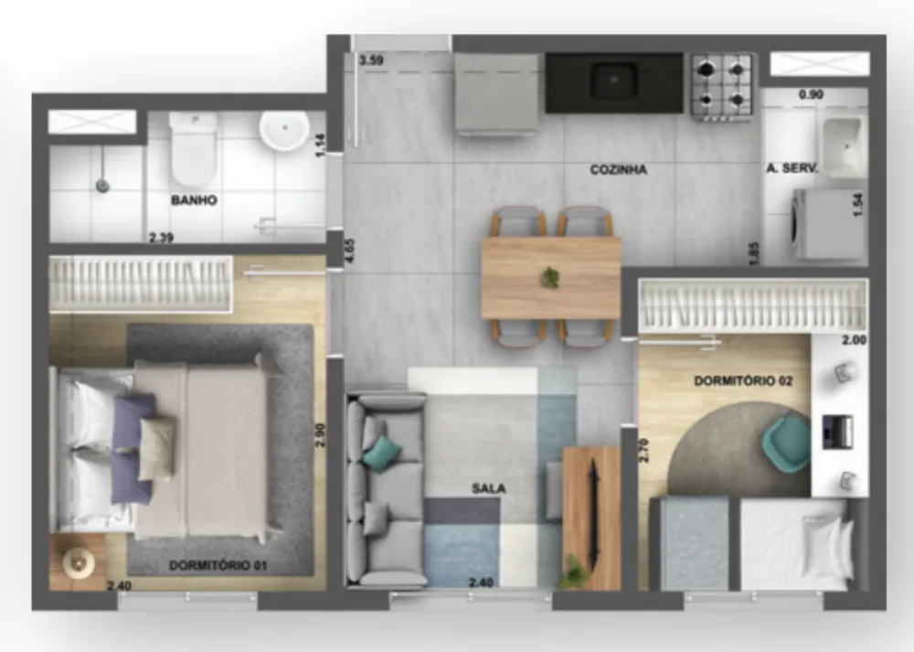 Apartamento, 2 quartos, 44 m² - Foto 7