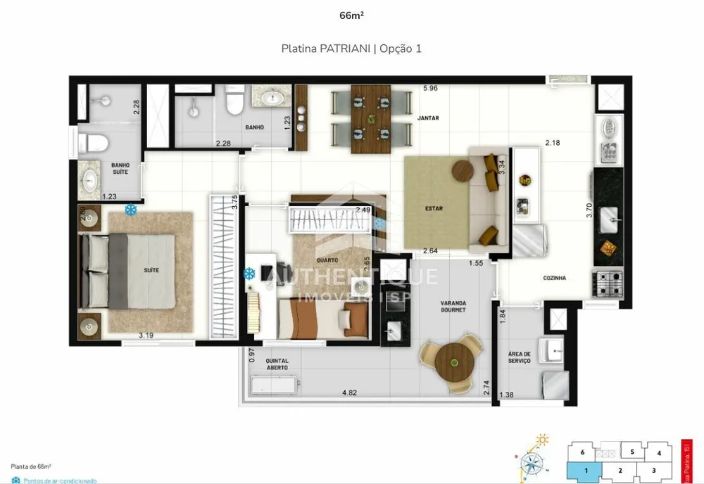 Apartamento, 2 quartos, 66 m² - Foto 2