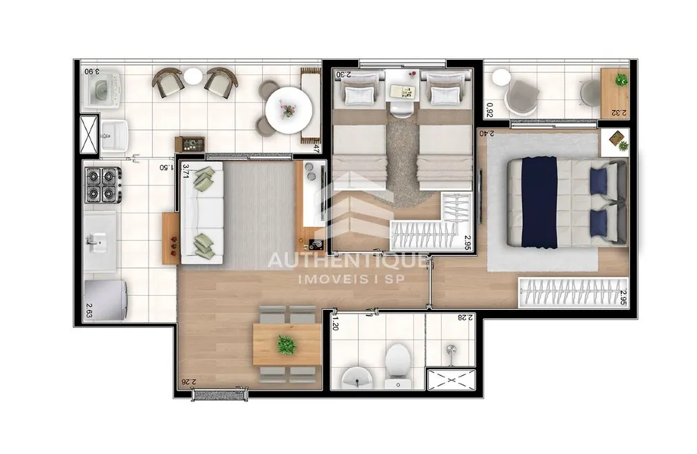 Apartamento, 2 quartos, 46 m² - Foto 3