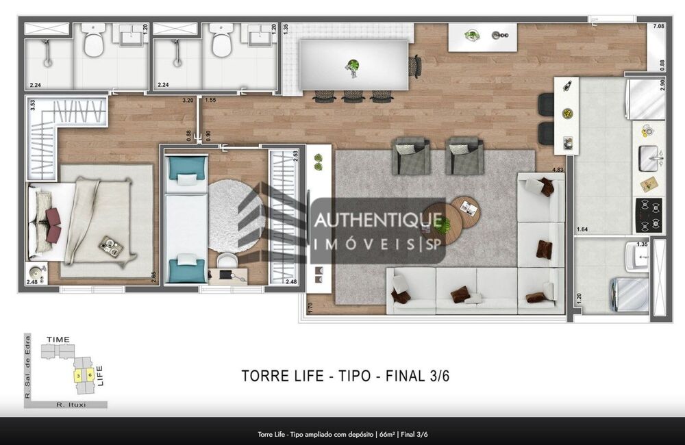 Apartamento, 2 quartos, 85 m² - Foto 2