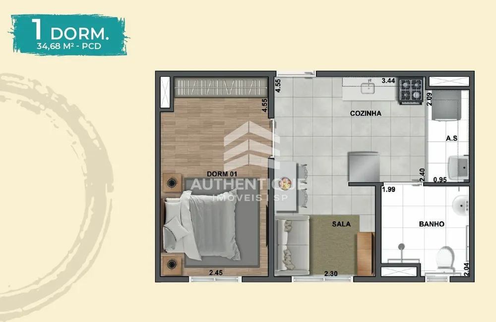 Apartamento, 2 quartos, 44 m² - Foto 4