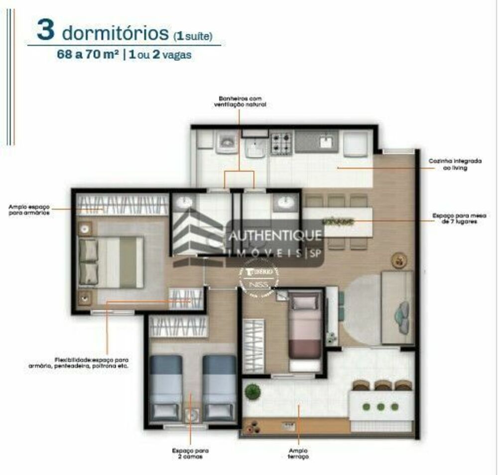 Apartamento, 3 quartos, 70 m² - Foto 3