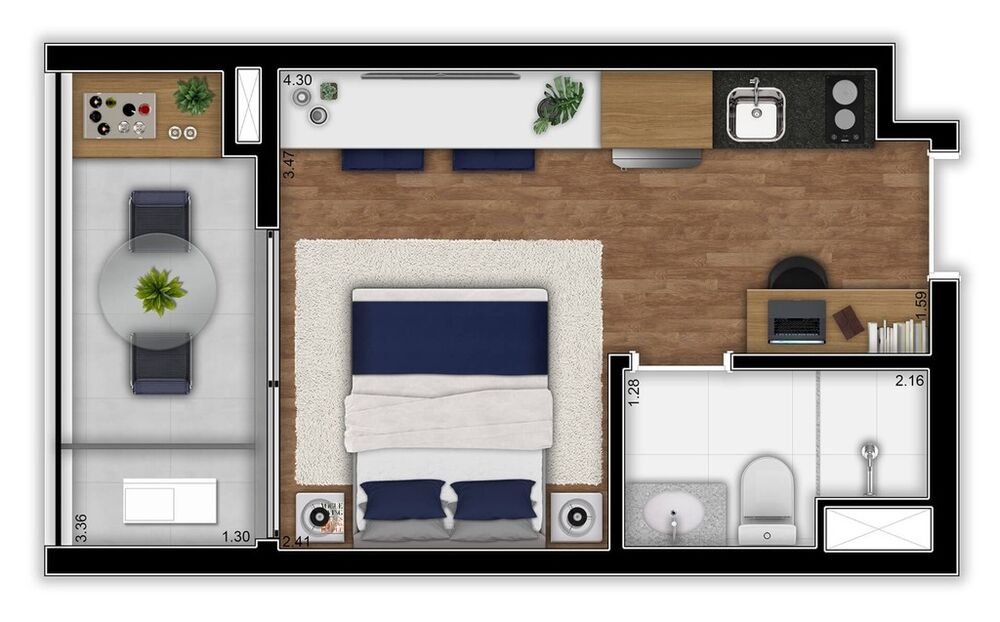 Apartamento, 1 quarto, 33 m² - Foto 3