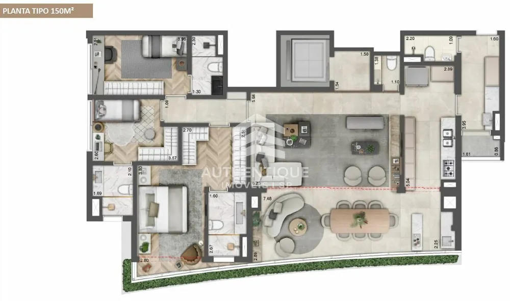 Apartamento, 3 quartos, 150 m² - Foto 1