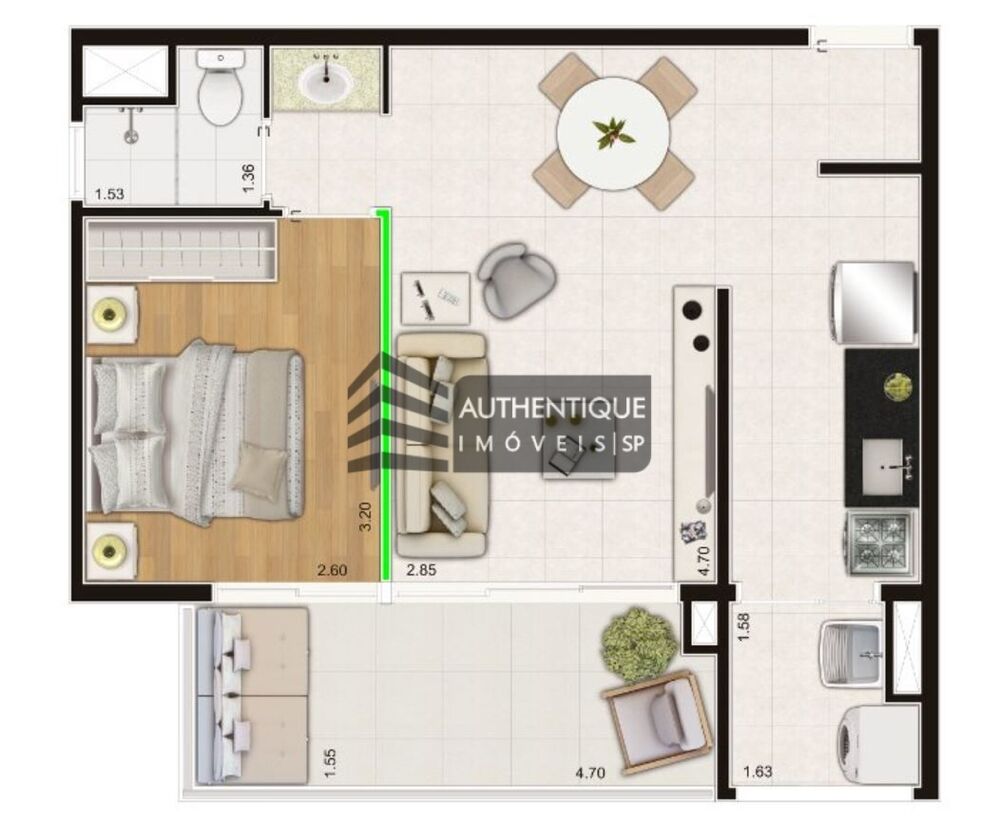 Apartamento, 1 quarto, 47 m² - Foto 1