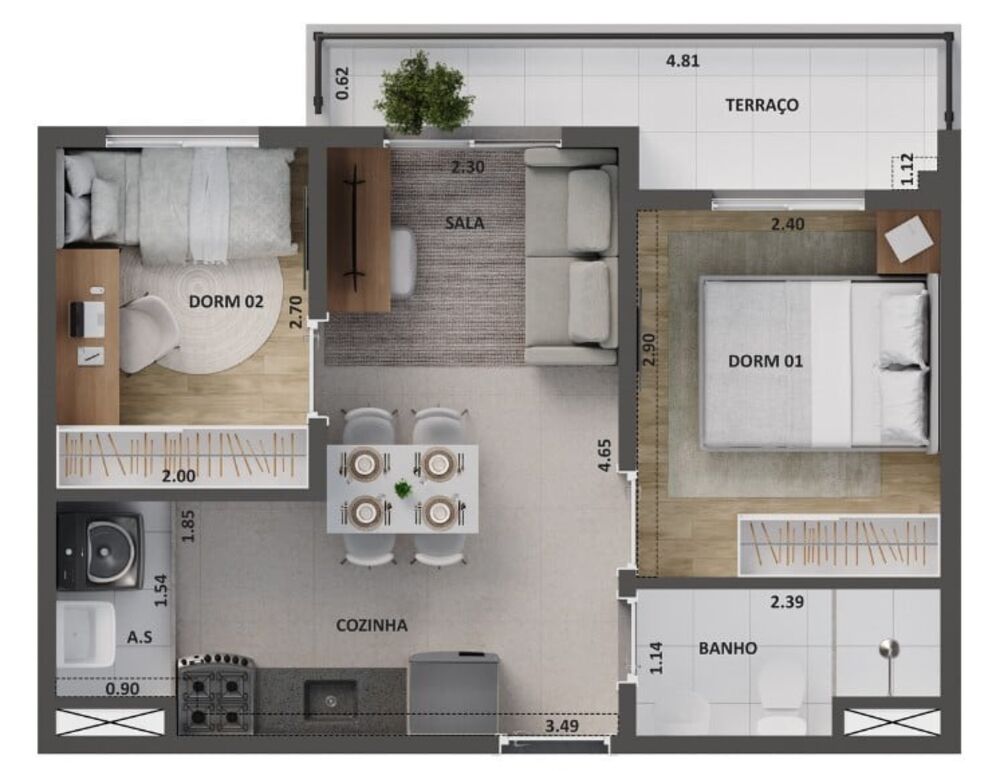 Apartamento, 2 quartos, 34 m² - Foto 7