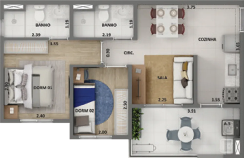 Apartamento, 2 quartos, 42 m² - Foto 3