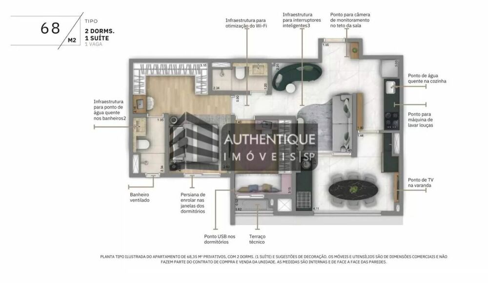 Apartamento, 2 quartos, 68 m² - Foto 2