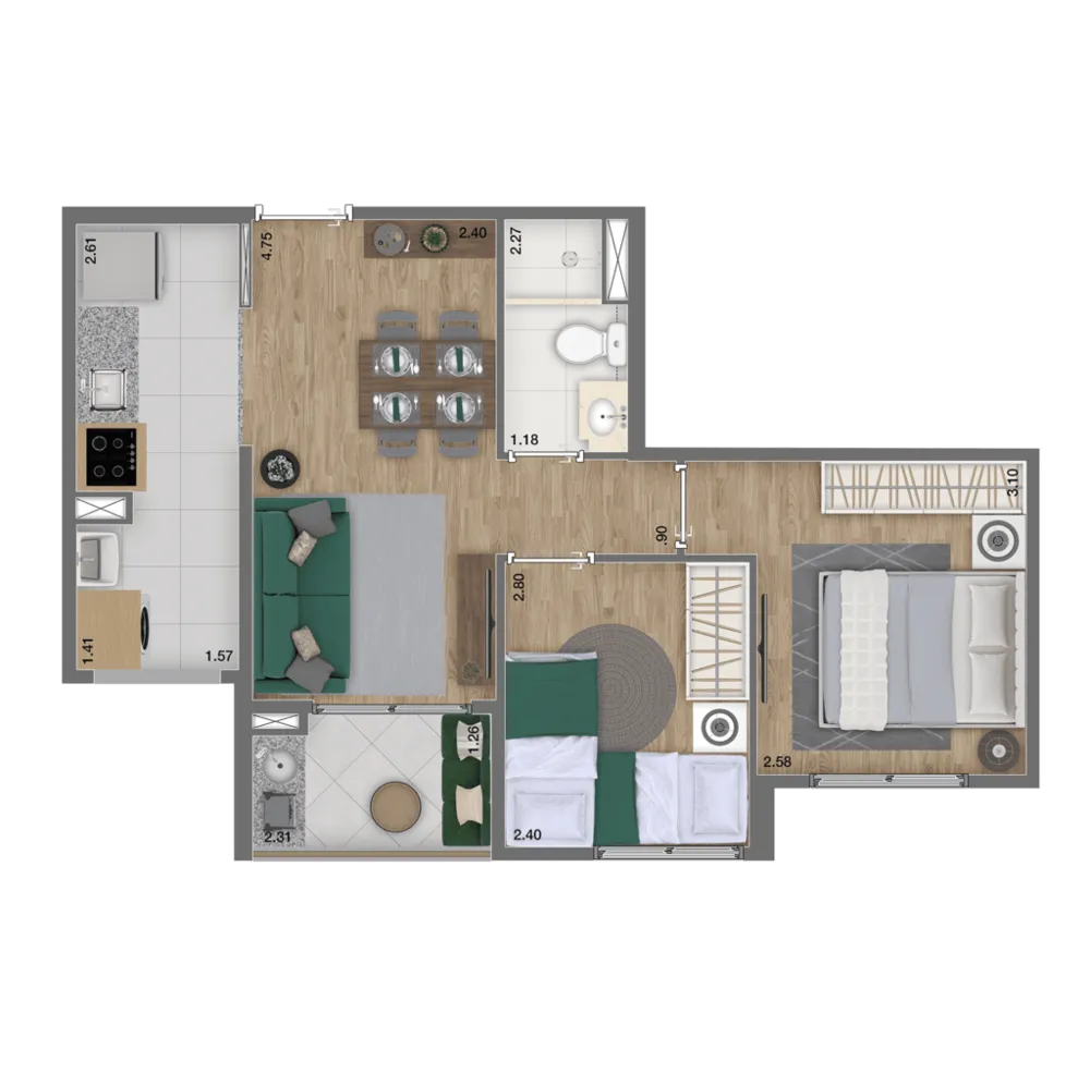 Apartamento, 2 quartos, 47 m² - Foto 2