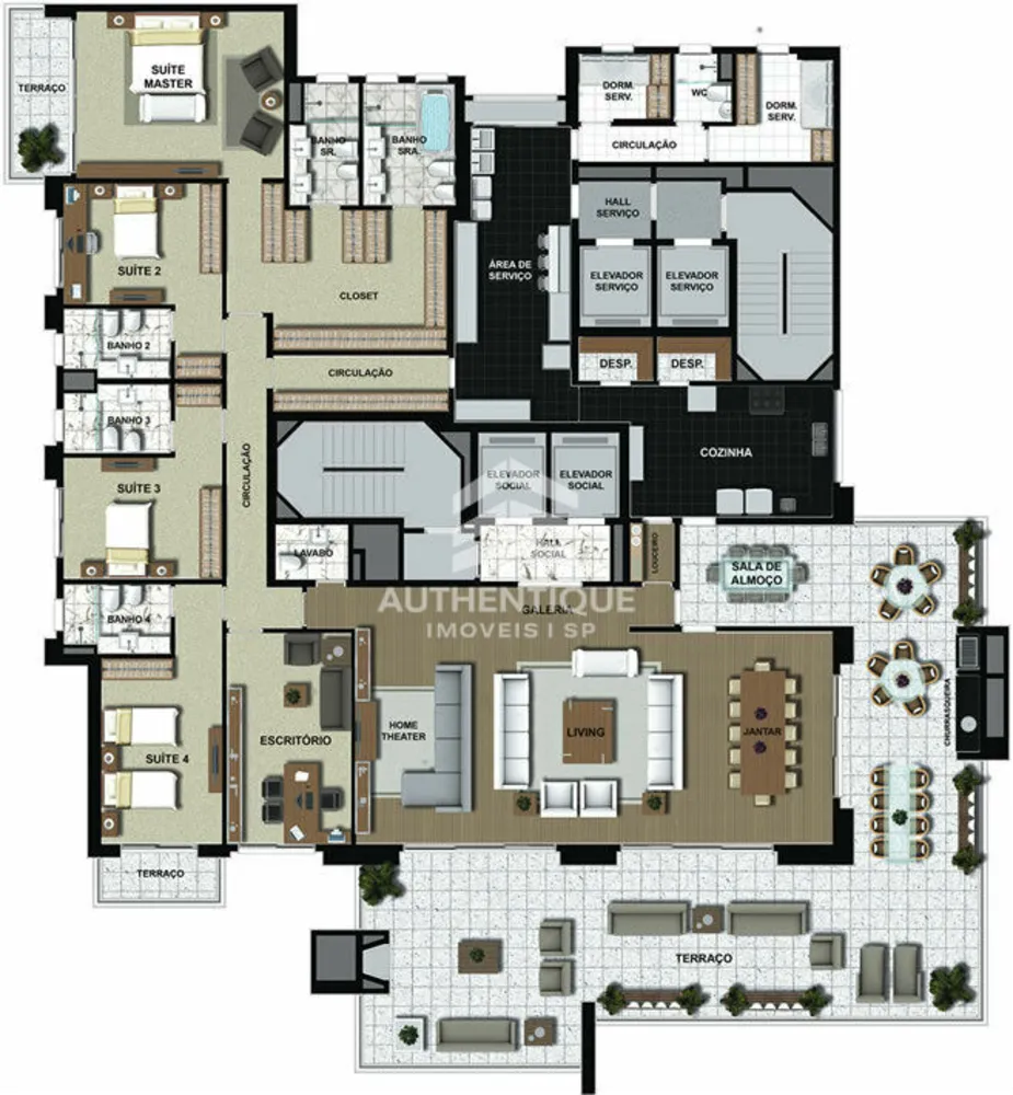 Apartamento, 4 quartos, 540 m² - Foto 1
