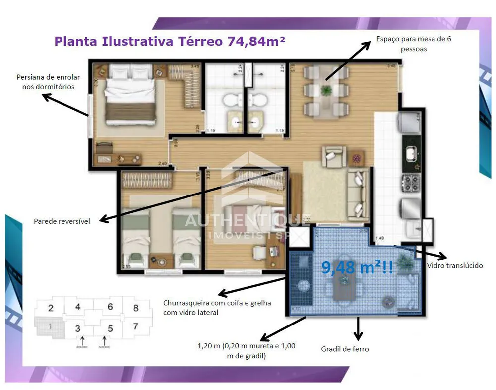 Apartamento, 3 quartos, 75 m² - Foto 4