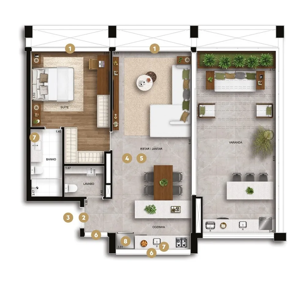 Apartamento, 1 quarto, 55 m² - Foto 9