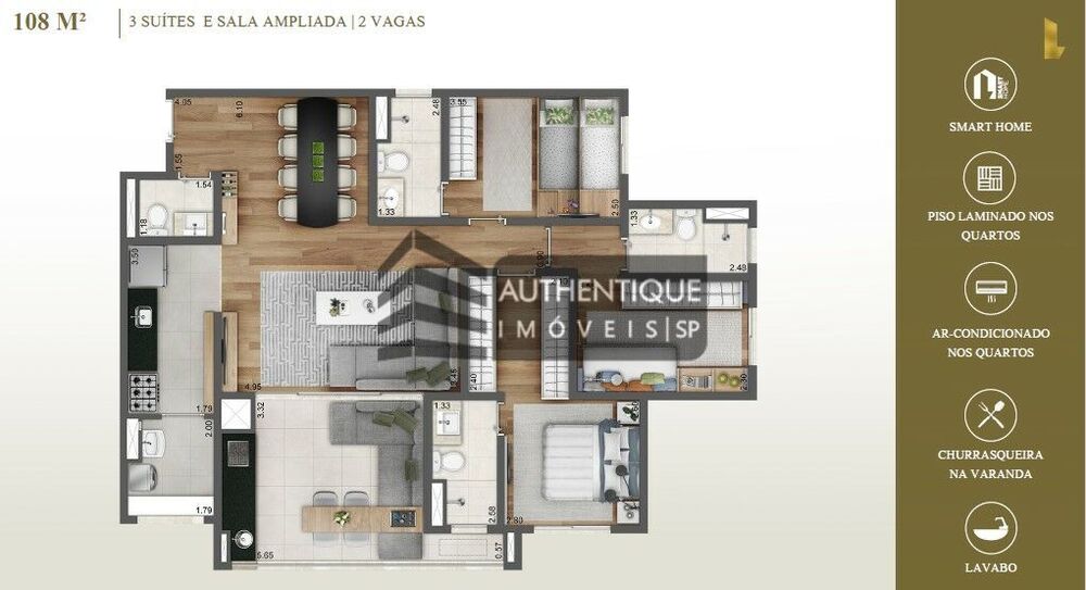 Apartamento, 3 quartos, 108 m² - Foto 1