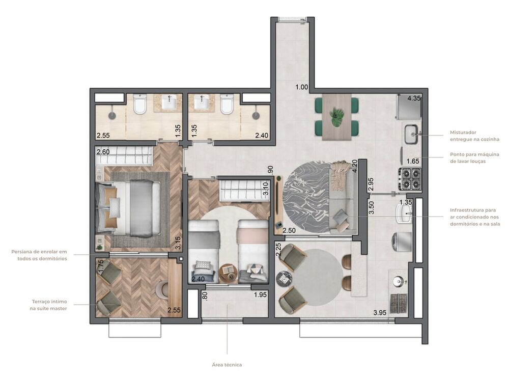 Apartamento, 2 quartos, 77 m² - Foto 3