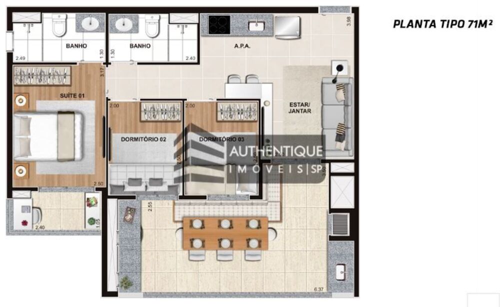 Apartamento, 2 quartos, 71 m² - Foto 1