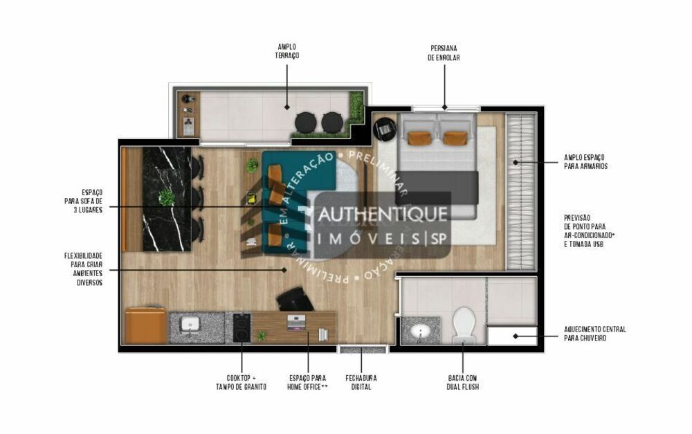 Apartamento, 1 quarto, 26 m² - Foto 2