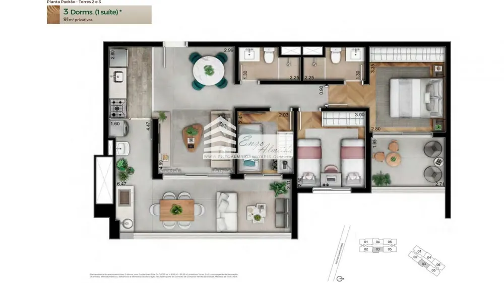 Apartamento, 3 quartos, 91 m² - Foto 2