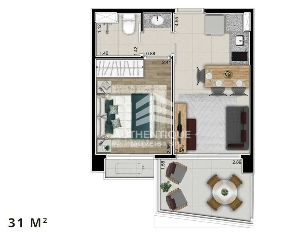 Apartamento, 1 quarto, 31 m² - Foto 11