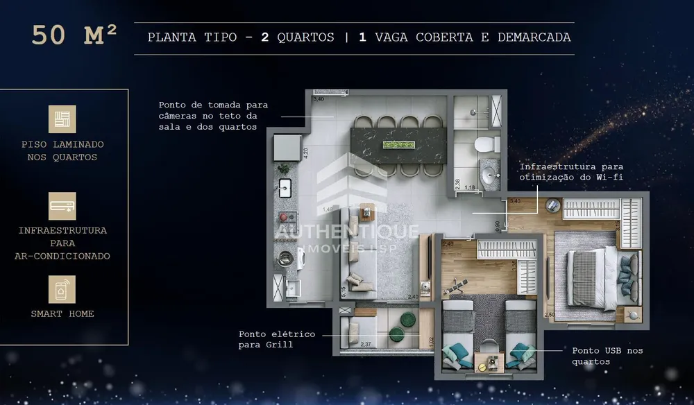 Apartamento, 2 quartos, 51 m² - Foto 3