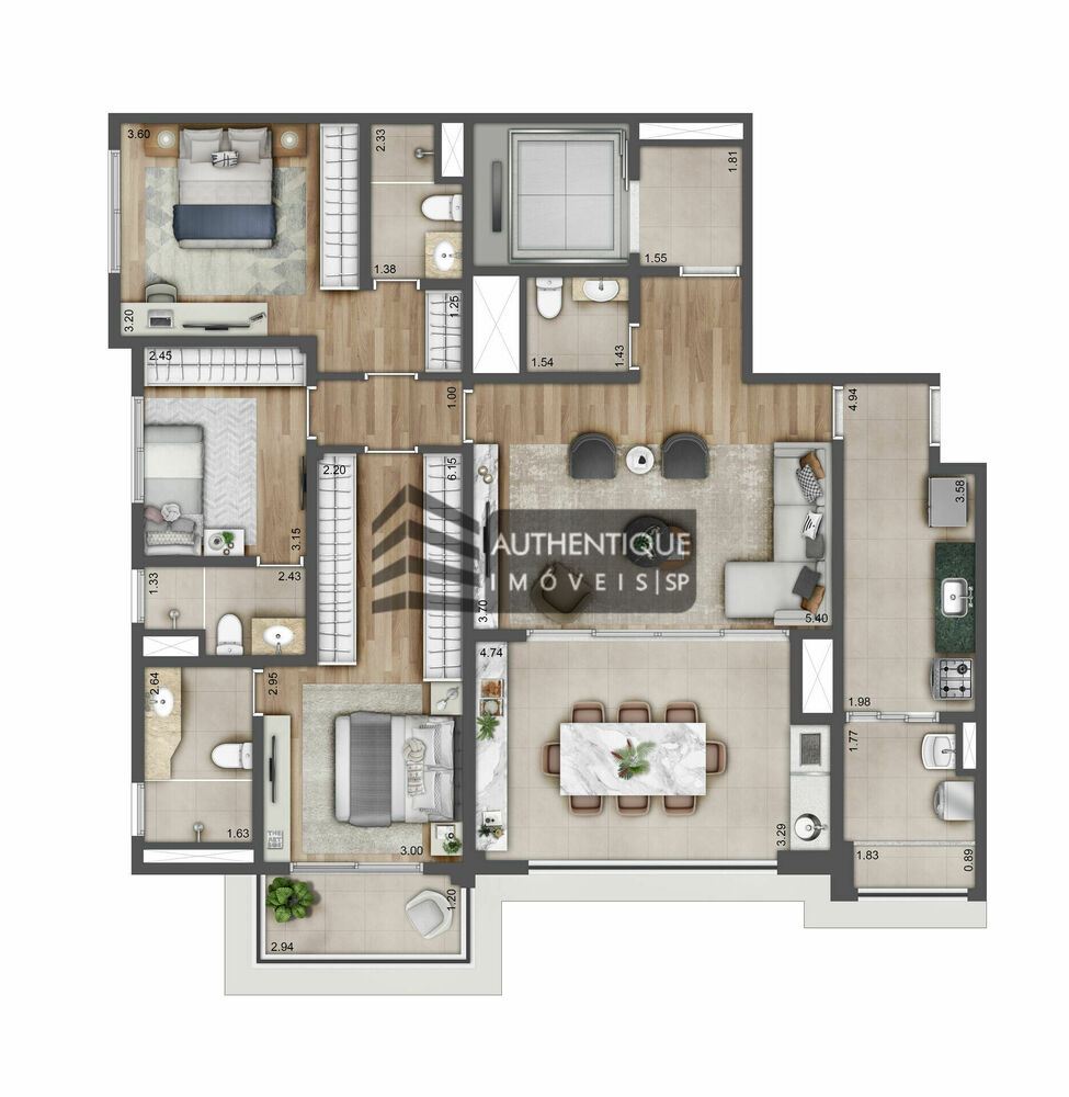 Apartamento, 3 quartos, 163 m² - Foto 1