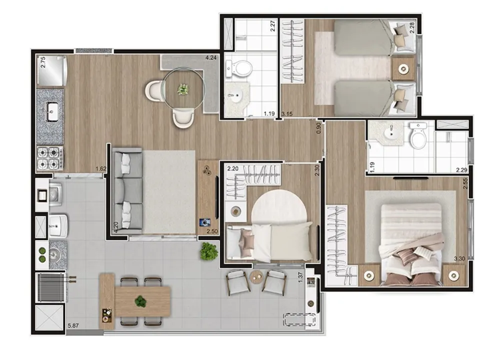 Apartamento, 2 quartos, 57 m² - Foto 15
