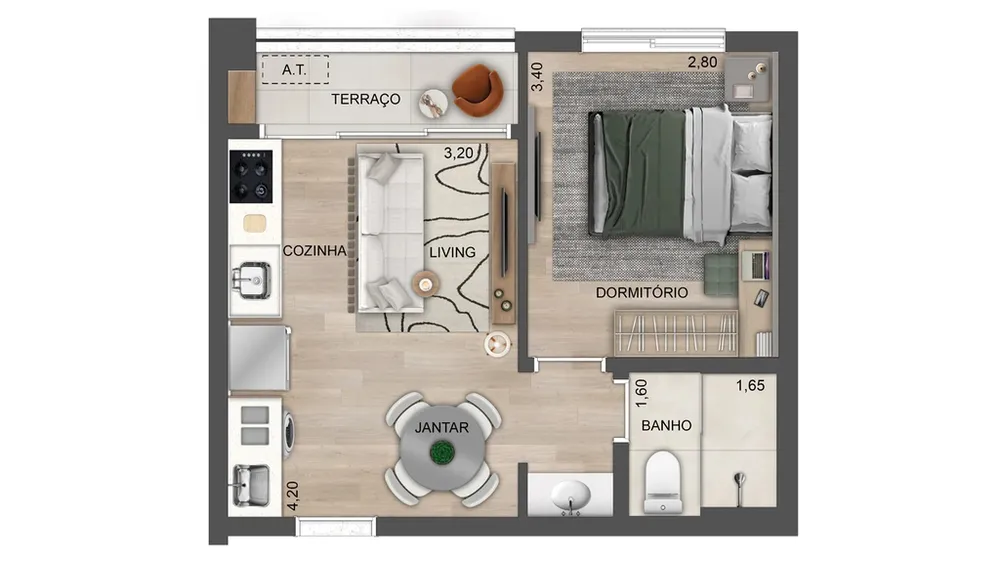 Apartamento, 1 quarto, 42 m² - Foto 1