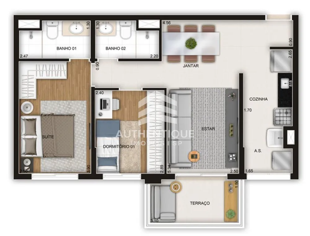 Apartamento, 2 quartos, 64 m² - Foto 1