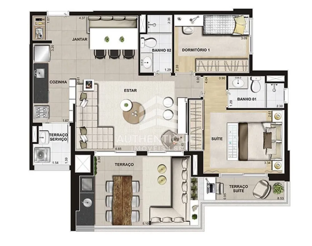 Apartamento, 2 quartos, 65 m² - Foto 3