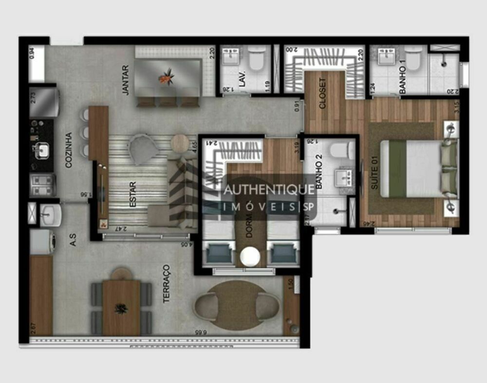 Apartamento, 3 quartos, 98 m² - Foto 2