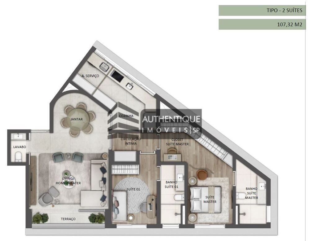 Apartamento, 2 quartos, 107 m² - Foto 2
