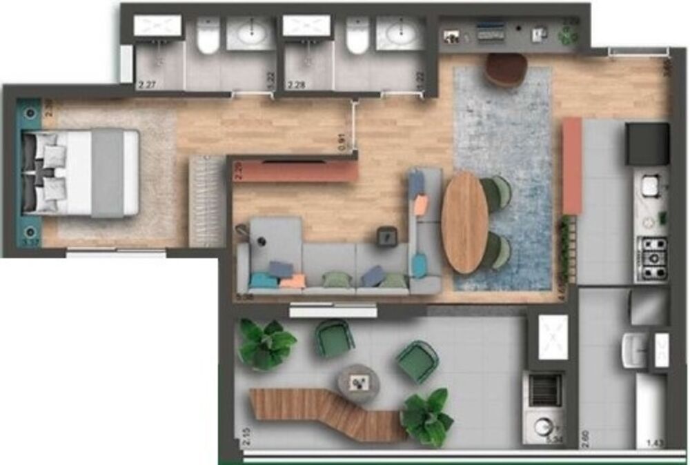 Apartamento, 2 quartos, 63 m² - Foto 2