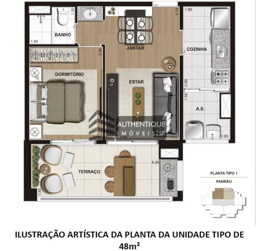 Apartamento, 1 quarto, 48 m² - Foto 9