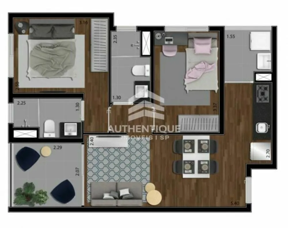 Apartamento, 2 quartos, 61 m² - Foto 2