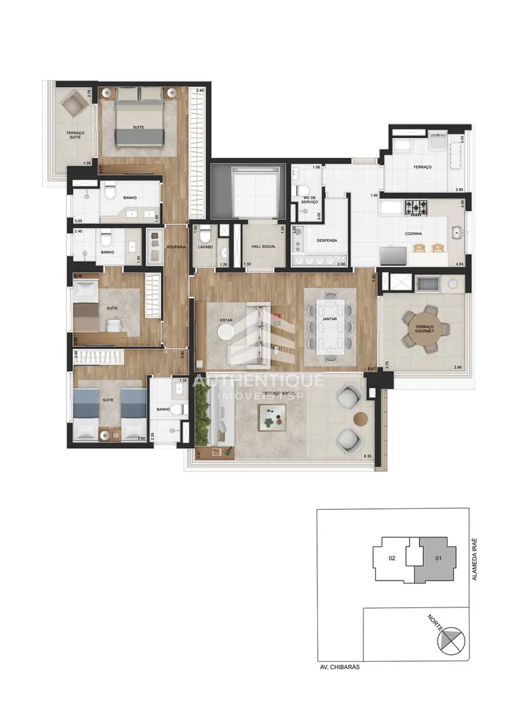Apartamento, 3 quartos, 157 m² - Foto 2