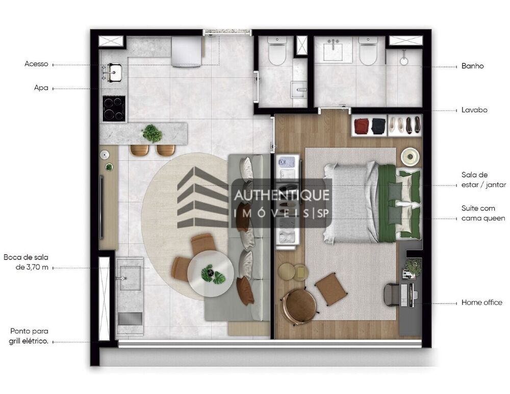 Apartamento, 1 quarto, 48 m² - Foto 3