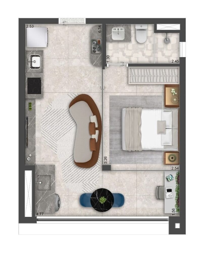 Apartamento, 1 quarto, 36 m² - Foto 1